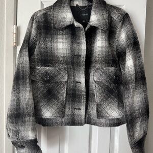 NWT Banana Republic Women's Black and Gray Plaid Jacket